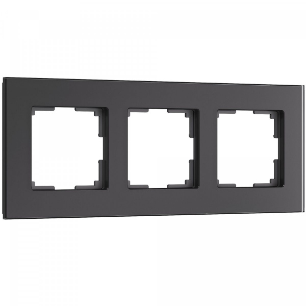 фото Рамка из стекла на 3 поста Senso черный soft-touch W0033108