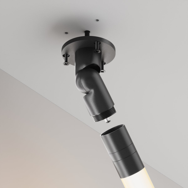 фото Шарнирное основание для накладного монтажа системы Shelf с вводом питания Maytoni Technical C027CS-P-B, черный
