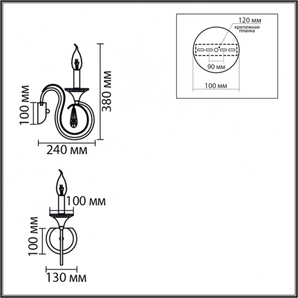 фото Металл/хрусталь, хром/прозрачный Бра E14 1*40W 220V LAOKA CLASSI, арт. 8032/1W