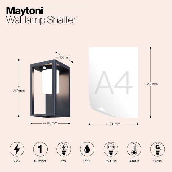 Светильник на солнечной батарее Maytoni Outdoor Shatter OSL457WL-L2GF3K, графит