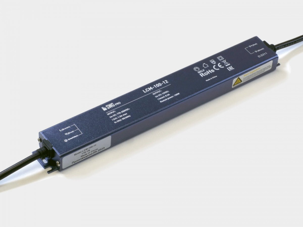 Блок питания сверхтонкий черный SWG, 100Вт, 12В, IP67, LCM-100-12