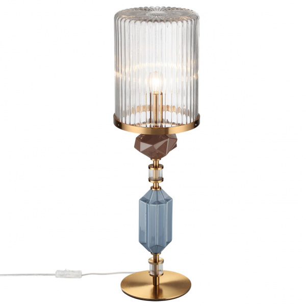 фото Античная бронза/коричневый/синий/металл/керамика Настольная лампа E14 1*40W TERRA MODERN, арт. 5414/1T