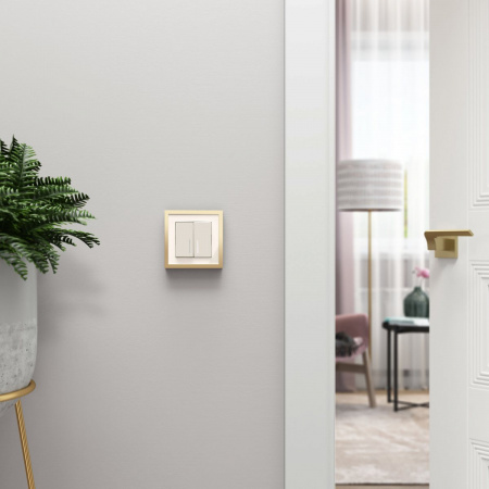 фото Рамка из металла на 1 пост Baguette айвори/латунь W0012851