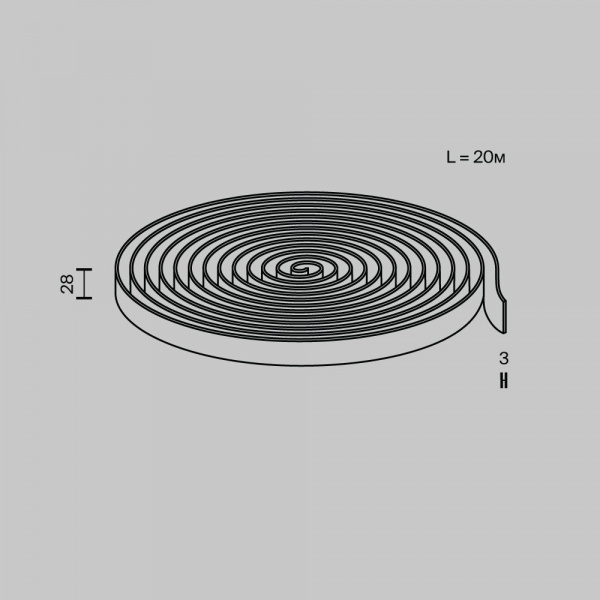 фото Токопроводящая текстильная лента Maytoni Technical Conductive textile tape Parity TRX130-1.20GR, серый