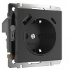 фото Розетка с заземлением, шторками и USB тип A+C (черный матовый) W1171708
