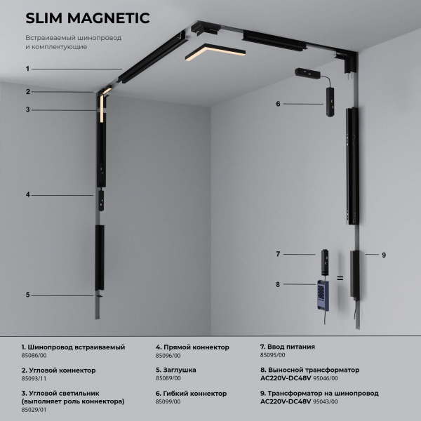 фото Slim Magnetic SL02 Трековый светильник 12W 3000K (черный) 85005/01