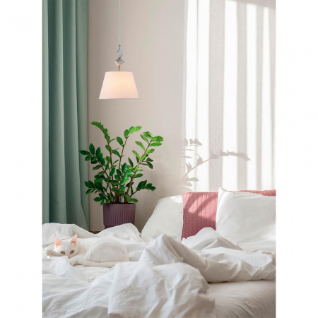 фото Никель/белый/серый, металл/керамика/ткань Подвес Е14 1*40W 220V VERMONT CLASSI, арт. 8274/1A