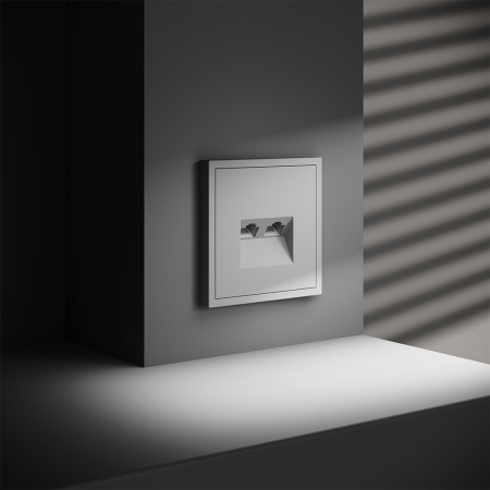 фото Розетка компьютерная встраиваемая VOLTUM S70 двойная RJ45+RJ45 кат.6, (белый матовый)