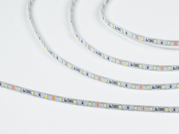 фото Светодиодная лента 2835, 60 LED/м, 4,8 Вт/м, 12В, IP20, 3M, Цвет: Нейтральный белый, SWG260-12-4.8-NW-M, катушка 5 м
