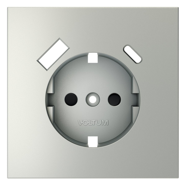 Накладка для розетки с заземлением и защитными шторками, с USB A+C, S70 (сталь)