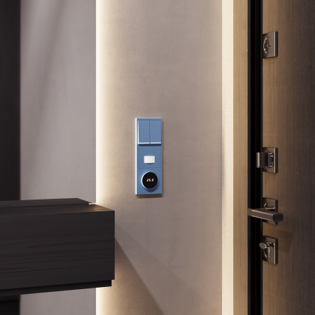 фото Терморегулятор электронный VOLTUM S70 с индикацией и датчиком, для теплого пола, (деним)