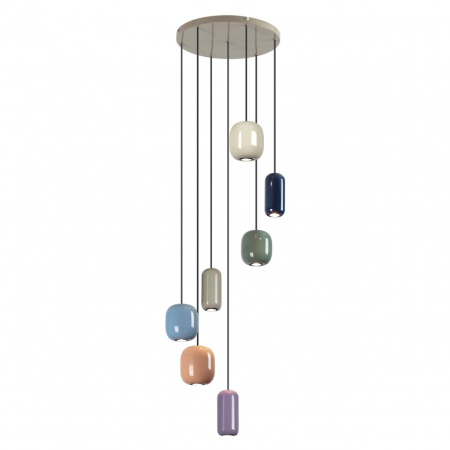 фото Цвет слонов.кости/мультиколор/металл Подвес GU10 LED 7*4W OVALI PENDANT, арт. 5053/7