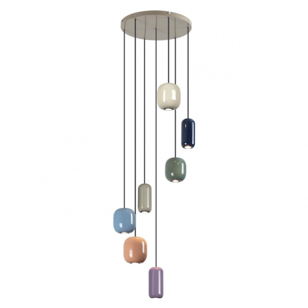 фото Цвет слонов.кости/мультиколор/металл Подвес GU10 LED 7*4W OVALI PENDANT, арт. 5053/7