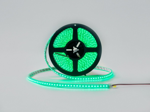 Светодиодная лента 3528, 120 LED/м, 9,6 Вт/м, 12В, IP66, Цвет: Зеленый, SWG3120-12-9.6-G-66-M, катушка 5 м