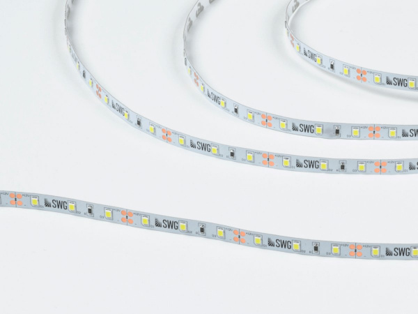 фото Светодиодная лента 2835, 60 LED/м, 4,8 Вт/м, 12В, IP20, 3M, Цвет: Холодный белый, SWG260-12-4.8-W-M, катушка 5 м