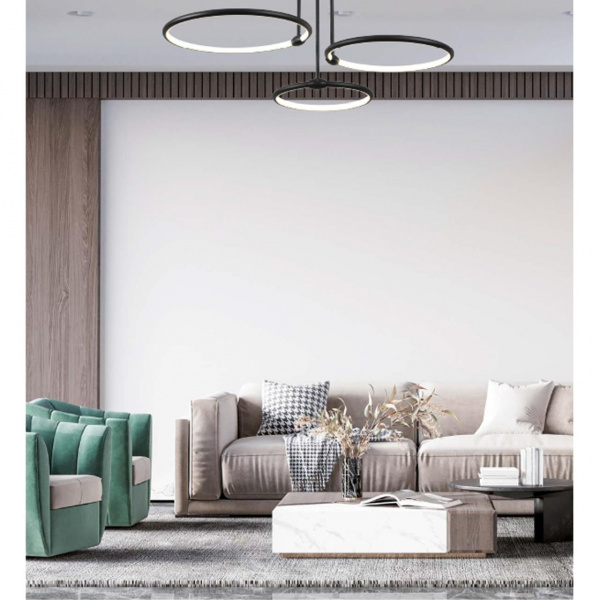 фото Чёрный Люстра потолочная с ПДУ LED 66W 3000-6000K 220V URSULA LEDIO, арт. 6506/66CL