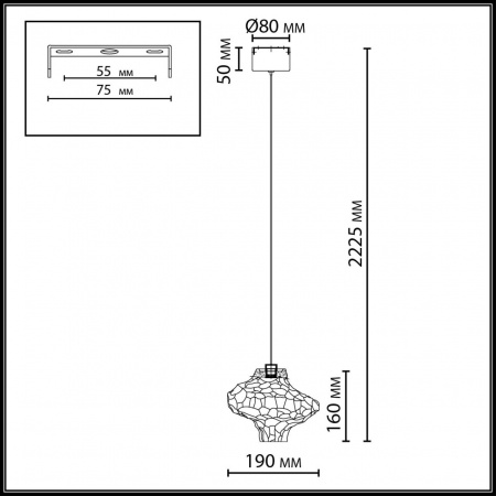 фото Металл/стекло Подвес LED x 3W 4000K ORDI L-VISION, арт. 5107/3L