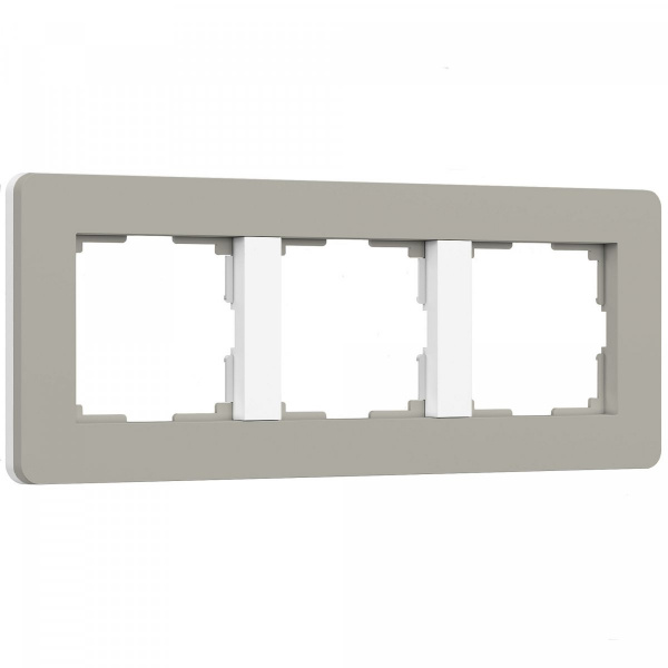 фото Рамка из поликарбоната на 3 поста Split дымчатый/белый, soft-touch W0033067