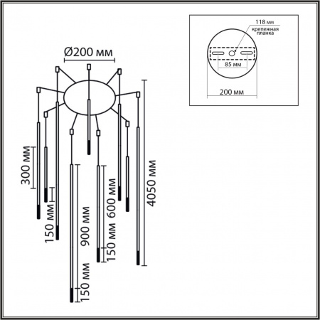 фото Черный/белый, металл/акрил Люстра LED 27W 3000K 220V STICK LEDIO, арт. 8400/27L
