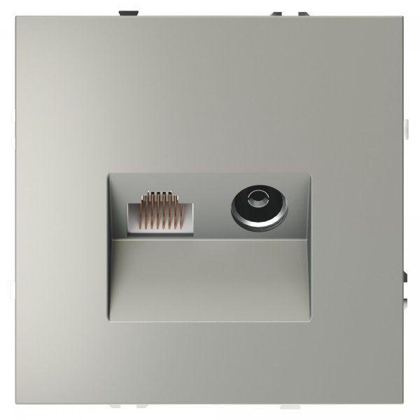 Розетка телевизионная встраиваемая VOLTUM S70 TV+RJ45 кат. 6, (сталь)