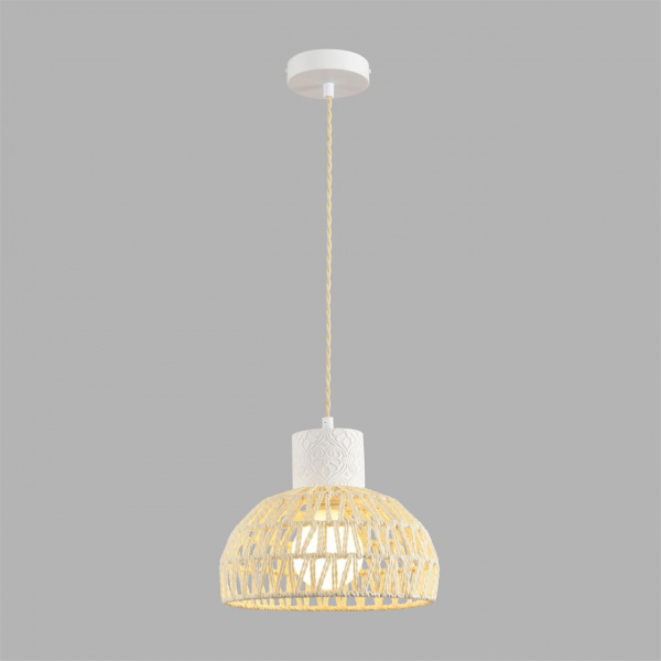 фото Белый/бежевый, цемент/металл/джутовый шнур Подвес E27 LED 10W 220V BOHO ECO, арт. 8368/1A