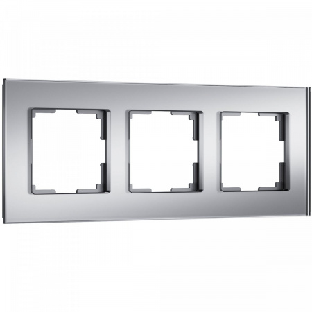 фото Рамка из стекла на 3 поста Senso серебряный soft-touch W0033106