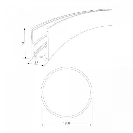 фото Slim Magnetic Накладной радиусный шинопровод черный ⌀ 1200мм 85161/00