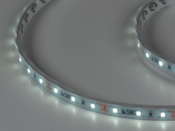 Светодиодная лента 2835, 60 LED/м, 4,8 Вт/м, 12В, IP66, 3M, Цвет: Холодный белый, SWG260-12-4.8-W-66-M, катушка 5 м