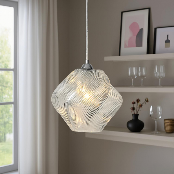 фото Хром/прозрачный, металл/стекло Подвес E27 1*60W 220V TIDE MODERNI, арт. 8288/1A