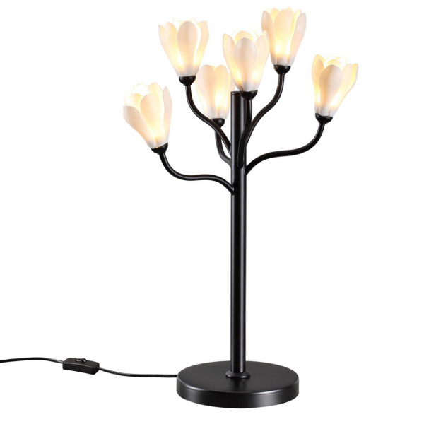 фото Черный матовый/белый/фарфор Настольная лампа G4 LED 6*5W GARDI MODERN, арт. 5090/6T
