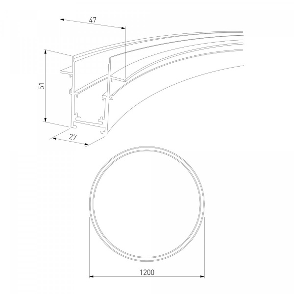 фото Slim Magnetic Встраиваемый радиусный шинопровод черный ⌀ 1200мм 85159/00
