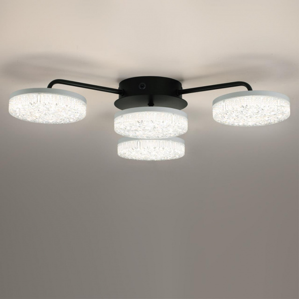 фото Черный, металл/акрил Люстра потолочная с ПДУ LED 55W 3000-6000К 220V DIDANA LEDIO, арт. 8236/4CL