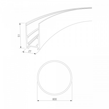 фото Slim Magnetic Накладной радиусный шинопровод черный ⌀ 800мм 85160/00