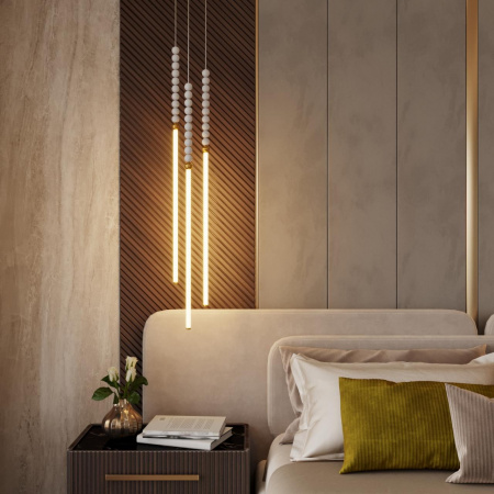 фото Металл/античная бронза/белые бусы из акрила Подвесной светильник IP 20 LED 33W 3500K 220V MONELLA HIGHTECH, арт. 6639/33L