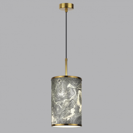 фото Античн.бронза/серо-беж./металл/натур.камен."шпон" Подвес E27 LED 1*10W BERGI MODERN, арт. 5064/1A