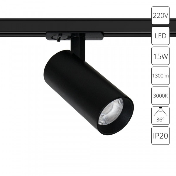 Трековый светильник Arte Lamp BENE A1936PL-1BK