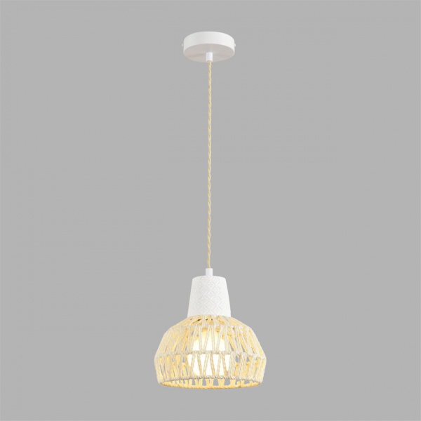фото Белый/бежевый, цемент/металл/джутовый шнур Подвес E27 LED 10W 220V BOHO ECO, арт. 8368/1B