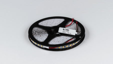 фото Светодиодная лента 3528, 120 LED/м, 9,6 Вт/м, 24В, IP20, Цвет: Теплый белый, SWG3120-24-9.6-WW-M, катушка 5 м