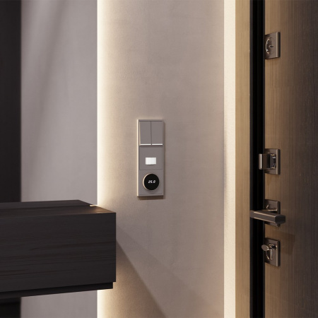 фото Терморегулятор электронный VOLTUM S70 с индикацией и датчиком, для теплого пола, (капучино)