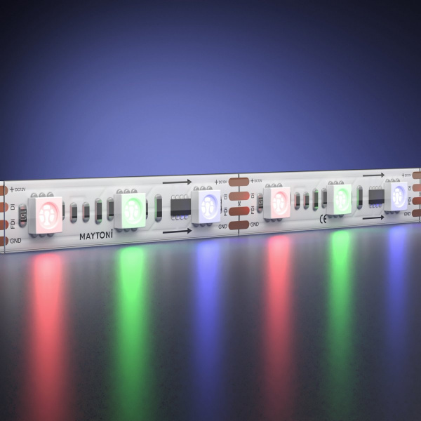 Светодиодная лента 12В 5050 14,4Вт/м 5м IP 68 Адресная (SPI) Цветная (RGB) Maytoni 201245, белый