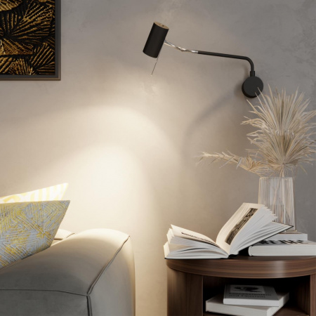 фото Черный/хром/металл Настенный св-к выкл. на плафоне IP20 LED GU10 10W GIGI HIGHTECH, арт. 4381/1W