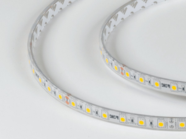 фото Светодиодная лента 5050, 60 LED/м, 14,4 Вт/м, 24В, IP68, Цвет: Теплый белый, SWG560-24-14.4-WW-68-M, катушка 5 м