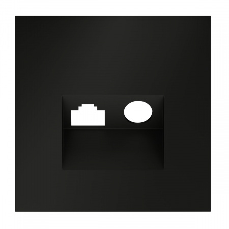 фото Накладка для розетки TV+RJ45 кат. 6, S70 (черный матовый)
