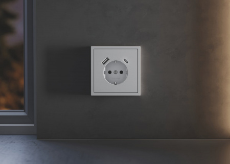 фото Накладка для розетки с заземлением и защитными шторками, с USB A+C, S70 (серый)