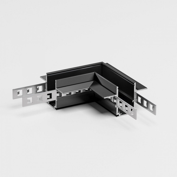 фото Slim Magnetic Коннектор угловой для встраиваемого шинопровода под ГКЛ 9,5мм черный 85214/00