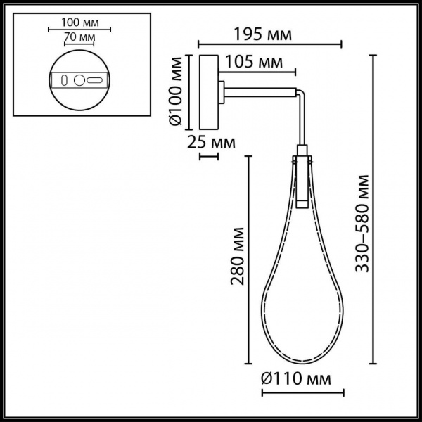 фото Светильник античная бронза/стекло/металл IP20 LED 4W 300Лм 3000K 180° 220V BRAID L-VISION, арт. 7147/5WL