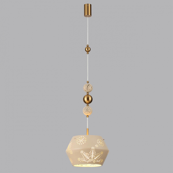 фото Бежевый/античная бронза/металл/керамика Подвес E27 1*40W KARELIA PENDANT, арт. 5444/1A