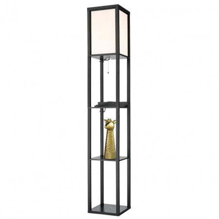 фото Черный/белый, дерево/текстиль Торшер Е27 1*60W 220V PRACTIC COMFI, арт. 8093/1F