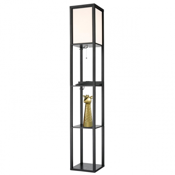 фото Черный/белый, дерево/текстиль Торшер Е27 1*60W 220V PRACTIC COMFI, арт. 8093/1F