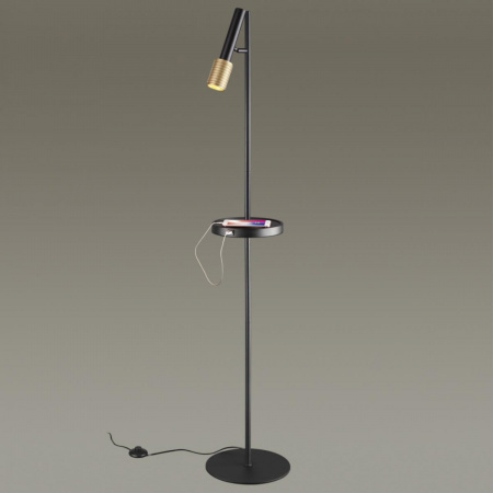 фото Торшер с полкой/USB, черный Odeon Light MEHARI, арт. 4240/1F